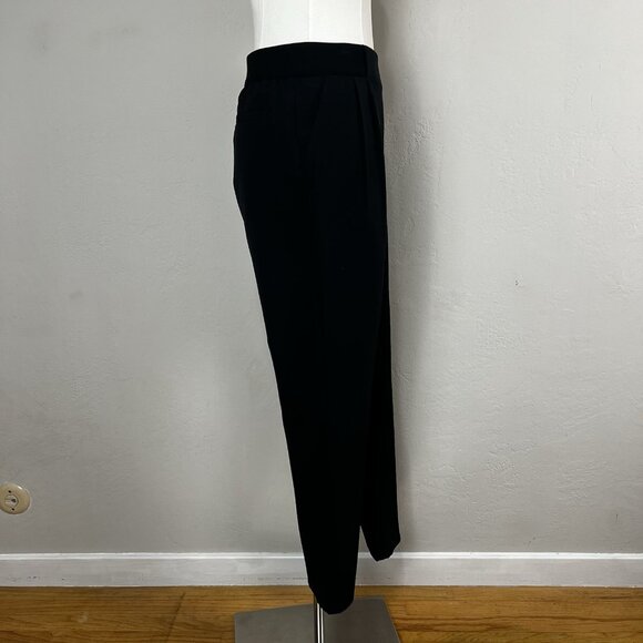 Garnet Hill Pants Black Elastic Waist Pull On Straight Leg Pleated Size Medium - Picture 8 of 14